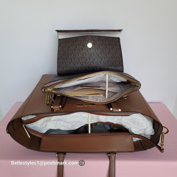 MICHAEL KORS Kimberly Embossed (PU) Large 3-in-1 Tote SET- Brown/Luggage 🎈$198. - Picture 13 of 16
